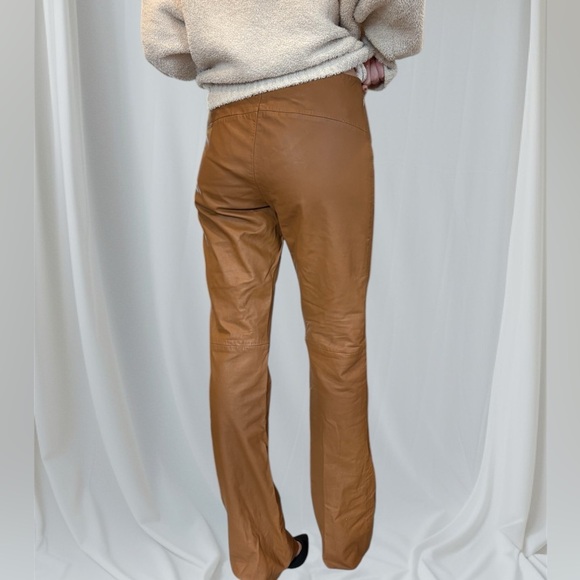 Vakko VS2 Vintage Beige Leather Pants Y2K - Picture 4 of 16